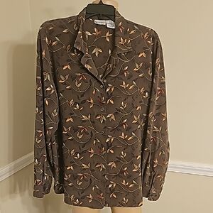 Liz Baker Brown Floral Blouse